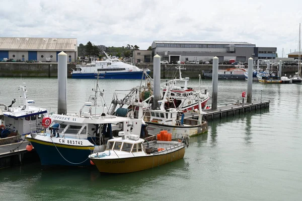 Porto Pesca Granville Normandia Com Arrastões Atracados — Fotografia de Stock