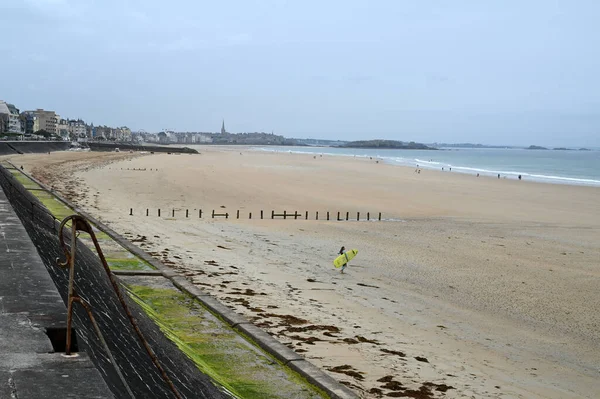 stock image Seafront with Rochebonne beach and La Hoguette beach in Saint-Malo