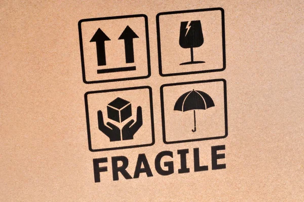 Fragile Written Cardboard Close — Stock Photo, Image