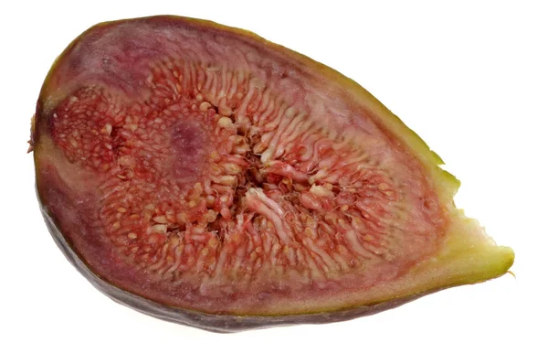 Half Fresh Fig Close Isolated White Background — Stock Photo, Image