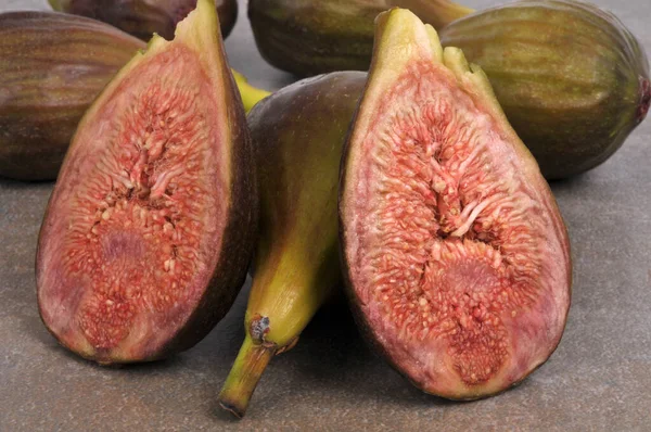 Halved Fresh Fig Whole Figs Close — Stock Photo, Image
