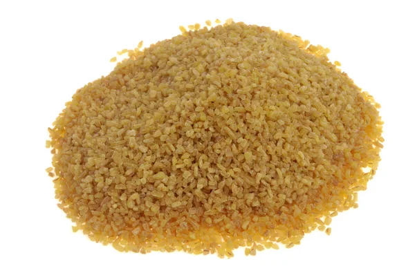 Raw Bulgur Heaped Close White Background — Stock Photo, Image