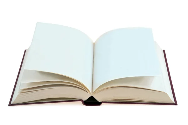 Offenes Buch Mit Leeren Seiten Nahaufnahme Auf Weißem Hintergrund — Stockfoto