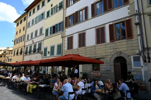 Restaurant Terrassen Auf Dem Santo Spirito Platz Der Stadt Florenz Stockfoto