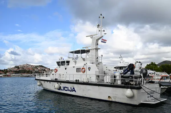 Dubrovnik Seepolizei Boot Hafen Angedockt Stockbild