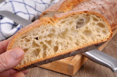 Yakından bir dilim ekmek.