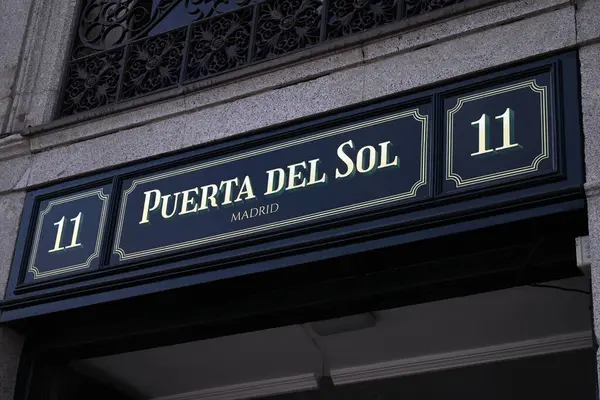 stock image Close-up on the 11 Puerta del Sol sign