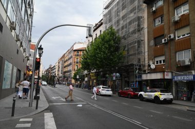 Calle de Atocha ile Madrid 'de şehir manzarası 