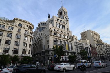 Madrid 'deki Gran Via neo-rönesans tarzı binalarıyla