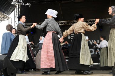 Young people from the Vannes, Auray and Pluneret circles of the Kenleur confederation performing at the Arvor festival clipart