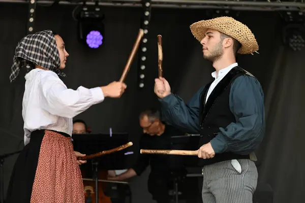 stock image Young people from the Vannes, Auray and Pluneret circles of the Kenleur confederation performing at the Arvor festival