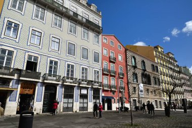 Lizbon 'un Baixa bölgesindeki binalar azulejos ile dekore edildi.