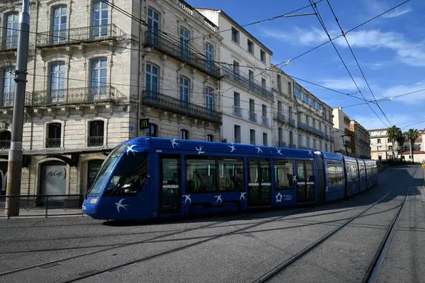 Jules Ferry Caddesi 'ndeki Montpellier toplu taşıma tramvayı