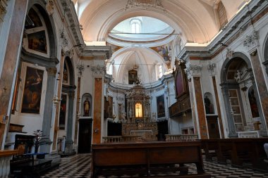 Bergamo 'daki San Pancrazy Kilisesi' nin iç manzarası. 