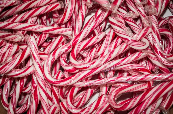 Weihnachtsurlaub Rote Zuckerstangen Muster Textur Und Hintergrund — Stockfoto