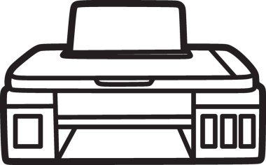 kutu yazıcı vektör resmi, basit siyah beyaz çizgiler, ön görünüm