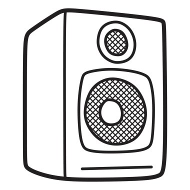 siyah ve beyaz sanat, kutu hoparlörü vektör resmi, bir ses çıkışı