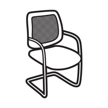 Sandalye vektör görüntüsü, siyah beyaz çizgi sanatı, demir çerçeve sandalye