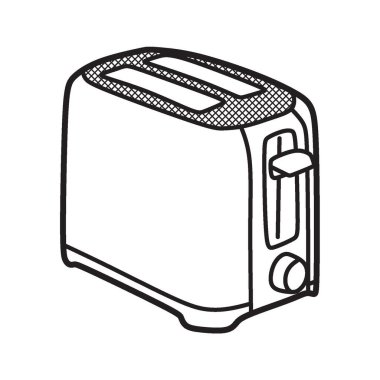 Mutfak aletlerinin siyah beyaz çizgisi, basit tost makinesi.