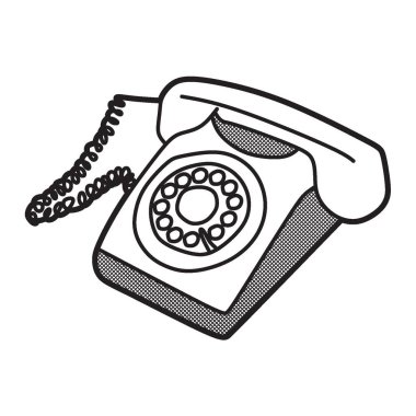 siyah ve beyaz vektör resmi, eski model telefon kenarı görünümü