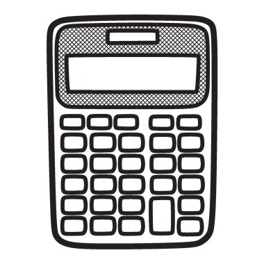 siyah ve beyaz vektör, çizgi sanatı, güneş enerjili hesap makinesi