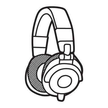 siyah ve beyaz vektör çizgileri, kulaklık kenarı görünümü