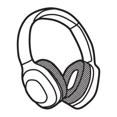 siyah ve beyaz vektör çizgileri, basit kulaklık kenarı görünümü