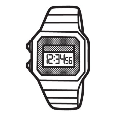 siyah ve beyaz vektör resmi, kare dijital saat