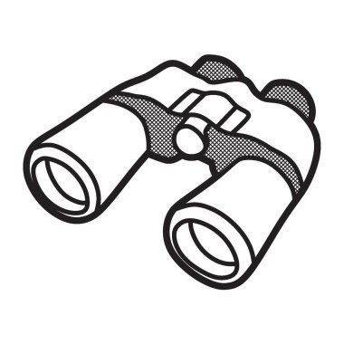 siyah ve beyaz resim vektörü, sola bakan basit uzun dürbünler