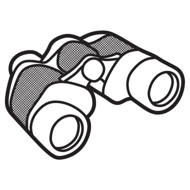 siyah ve beyaz resim vektörü, sağa bakan basit geniş gövde dürbünleri