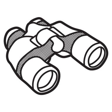 siyah ve beyaz resim vektörü, sağa bakan basit uzun dürbünler