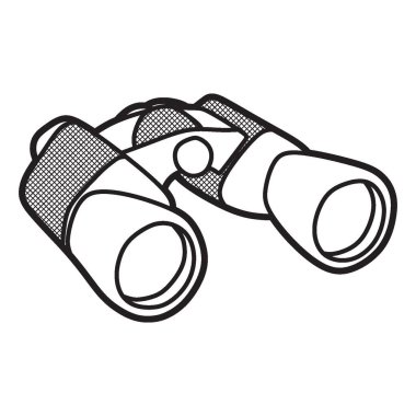 siyah ve beyaz resim vektörü, saga bakan basit uzun menzilli dürbünler