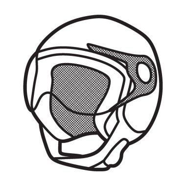 siyah ve beyaz vektör görüntüsü, yarım yüz miğferi ve basit güneşlik