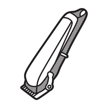 siyah ve beyaz çizgi sanat vektör görüntüsü basit pil destekli saç makası