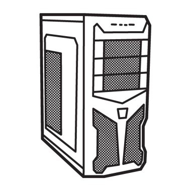 Siyah ve beyaz vektör, birçok hava deliği olan soğuk CPU kaplama görüntüsü