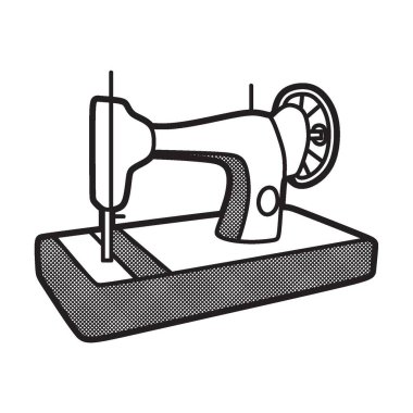 siyah ve beyaz resim, eski dikiş makinesi vektörü