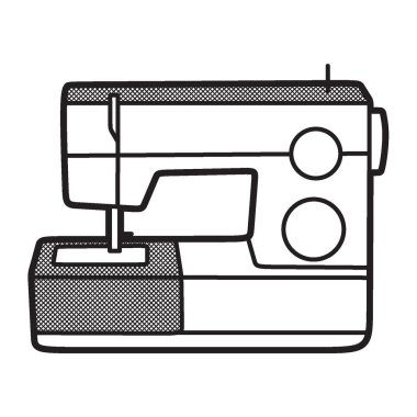 siyah ve beyaz resim, vektör taşınabilir dikiş makinesi kutusu, kenar görünüm