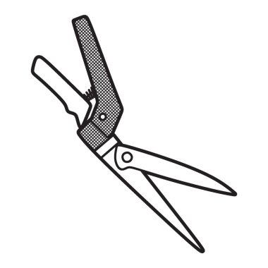 siyah ve beyaz görüntü, vektör, yay ile çim makasları