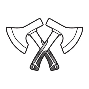 siyah ve beyaz vektör, çapraz el baltası