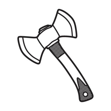 siyah ve beyaz vektör, sola bakan çift kenarlı kısa balta