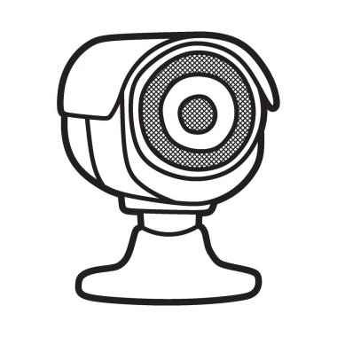 siyah ve beyaz vektör, tüp şeklinde CCTV güvenlik kamerası sağa bakıyor
