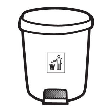 siyah ve beyaz vektör resmi, çöp kutusu tüpünü açın