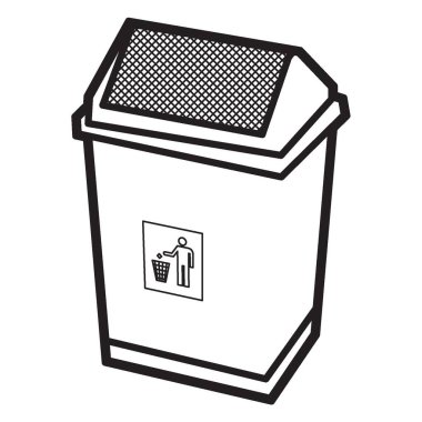 siyah ve beyaz vektör resmi, halka açık çöp kutusu