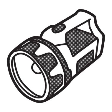 siyah ve beyaz vektör, sola eğimli büyük el feneri