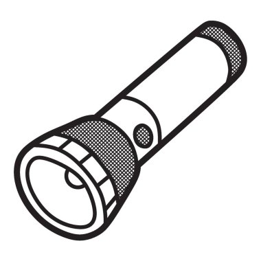 siyah ve beyaz vektör, sola bakan uzun el feneri