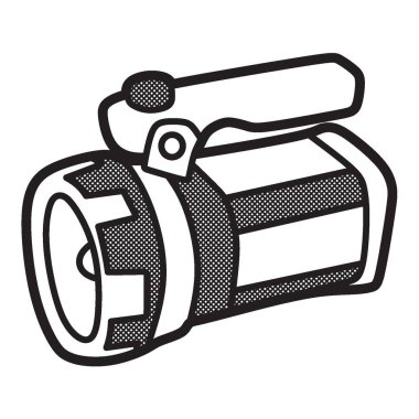 siyah ve beyaz vektör, sola bakan el feneri