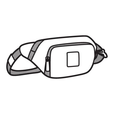 Basit siyah beyaz askı çanta yan görünümlü vektör