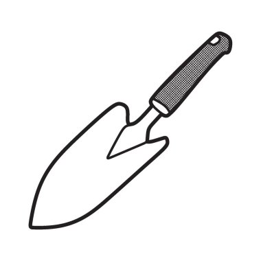 siyah ve beyaz bahçe küreği resmi, basit vektör