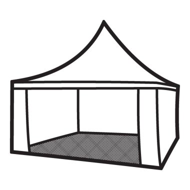 Büyük koni çadırlarının resimleri siyah beyaz çizgi sanatı