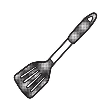 Plastik spatula vektörü siyah ve beyaz